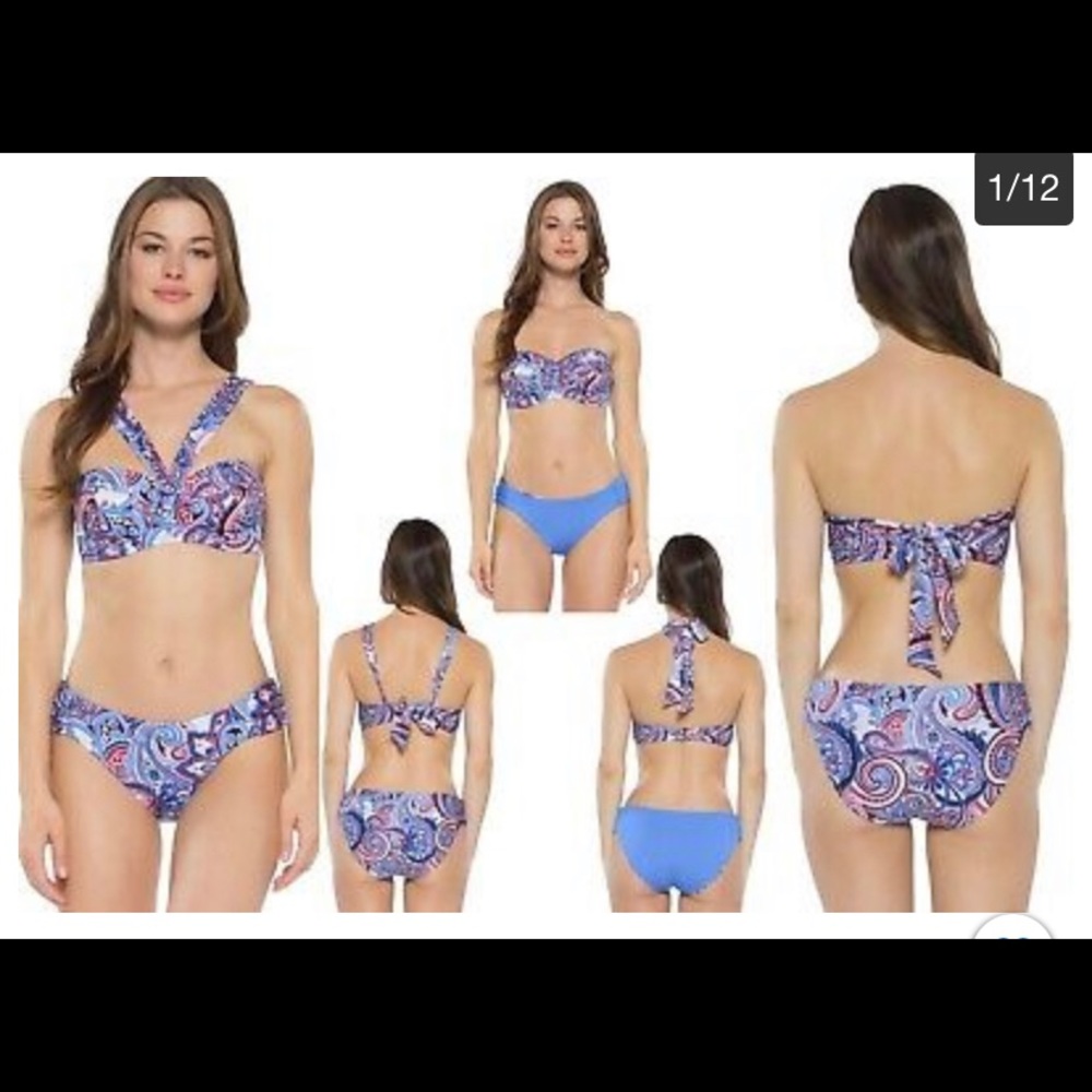 BECCA Blue Paisley Multiway
Underwire Top Reversible Bottom
Swimsuit 2 pieces M